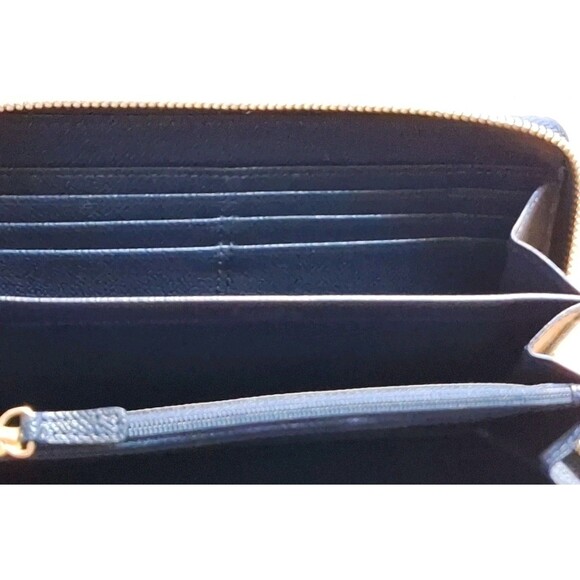 COACH Color Block Zip-Around Wallet Outside and Inside Pocket Sky Blue and Navy - Picture 8 of 10
